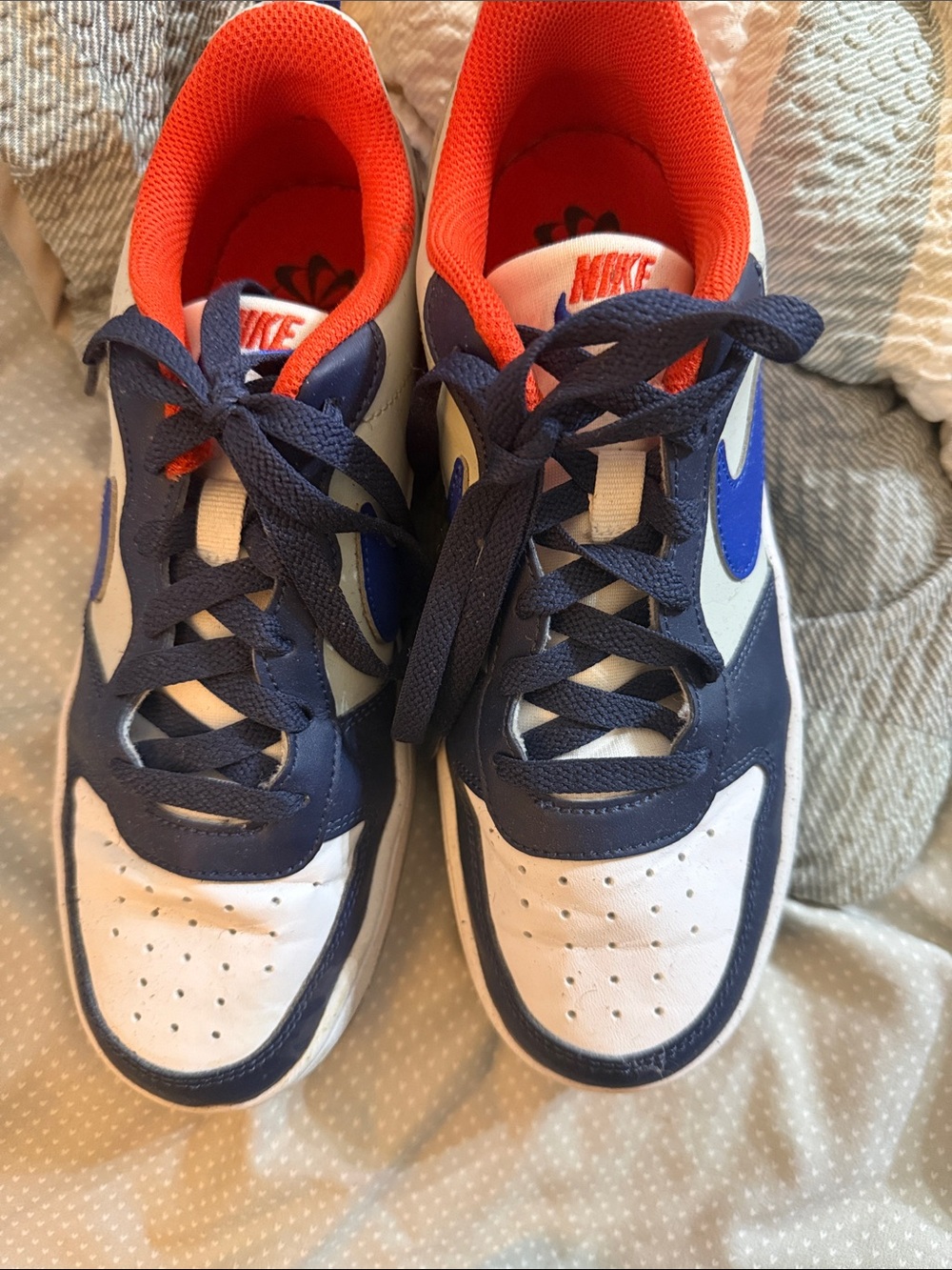 Nike Kids Navy, White & Orange Low-Top Sneakers